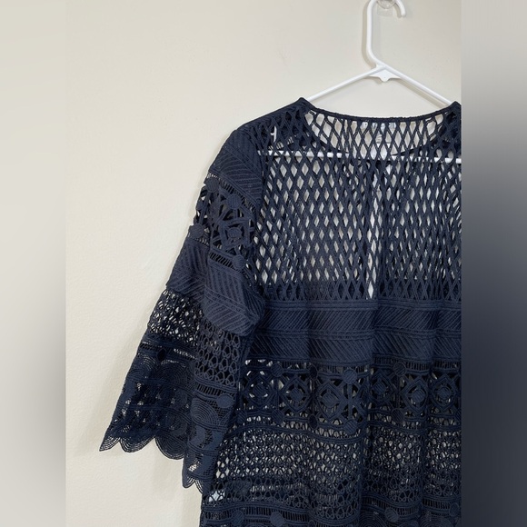 Chic Navy Lace Travelers Collection Crochet Jacket Career Events Classic Size 2 - Picture 10 of 14